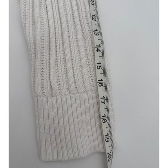 Chaps Denim Womens White Ribbed Cardigan Sweater XL 100% Cotton Button Front - Picture 13 of 13